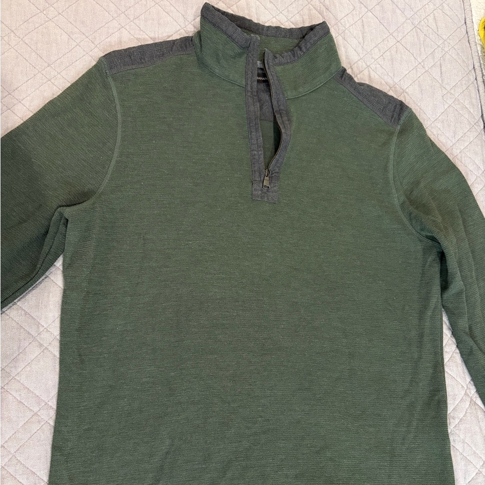 Banana Republic Forest and Charcoal Zip-Up Sweater